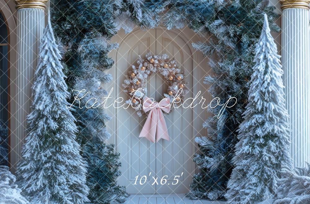 Kate Sapin de Noël Porte Neige Toile de fond conçue par Mini MakeBelieve - Kate Backdrop FR