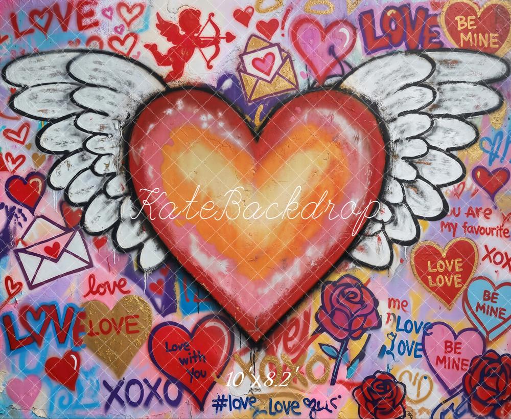 Kate La Saint Valentin Coeur Ailes Graffiti Toile de fond conçue par Emstselch