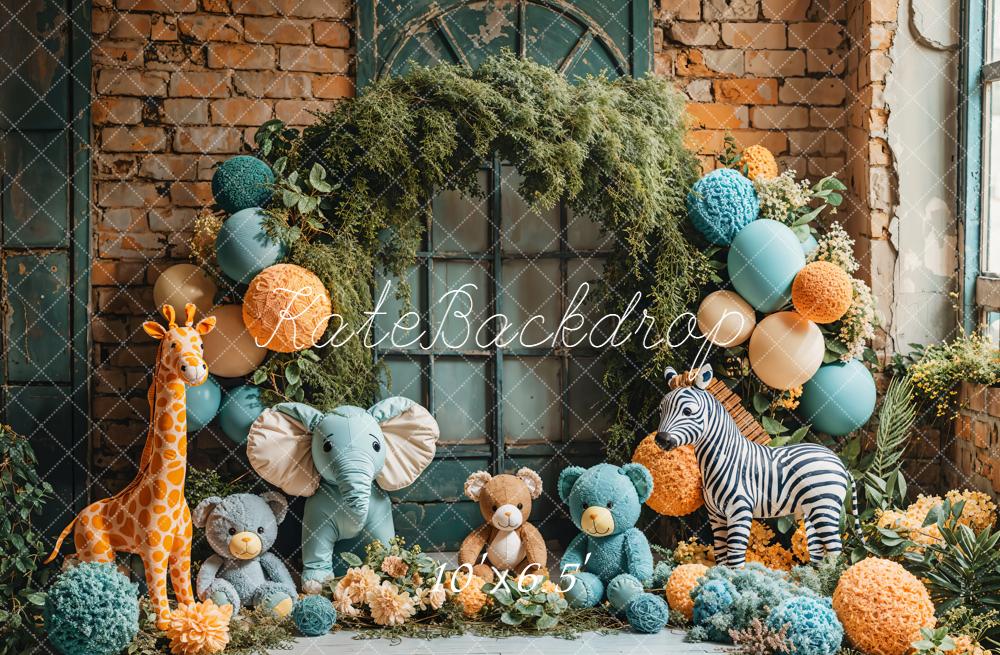 Kate Jungle Arche Animaux Ballons Toile de fond en Laine conçue par Emetselch - Kate Backdrop FR