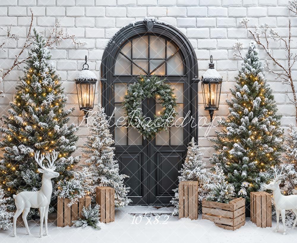 Kate Noël Sapins Neige Porte Toile de fond en Laine conçue par Emetselch