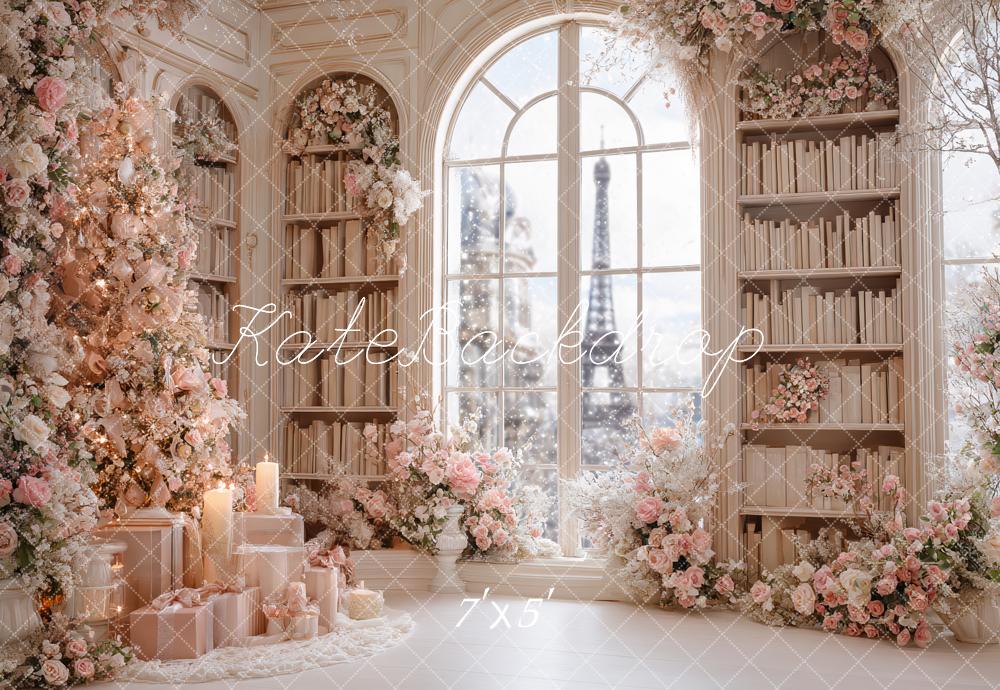 Kate Bibliothèque Fleurs Rose Paris Toile de fond conçue par Ashley Paul