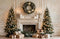 Kate Noël Sapins Cheminée Couronne Toile de fond en Laine conçue par Emetselch