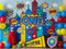 Kate Super Héros Ville Anniversaire Ballons Toile de fond conçue par Patty Roberts - Kate Backdrop FR
