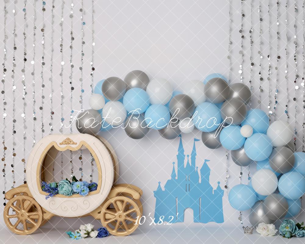 Kate Château Carrosse Arc Ballons Bleu Toile de fond conçue par Melissa King