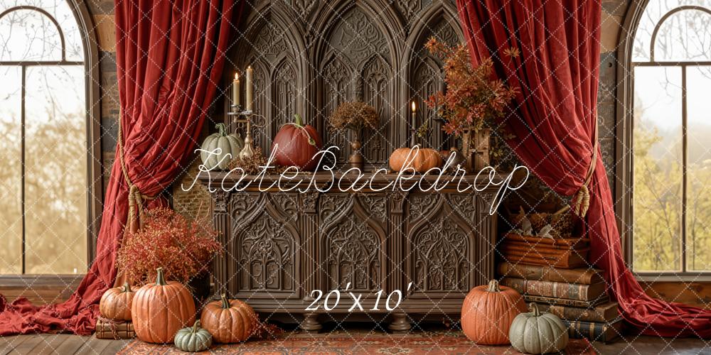 Kate Automne Citrouilles Buffet Gothique Toile de fond conçue par Emetselch - Kate Backdrop FR