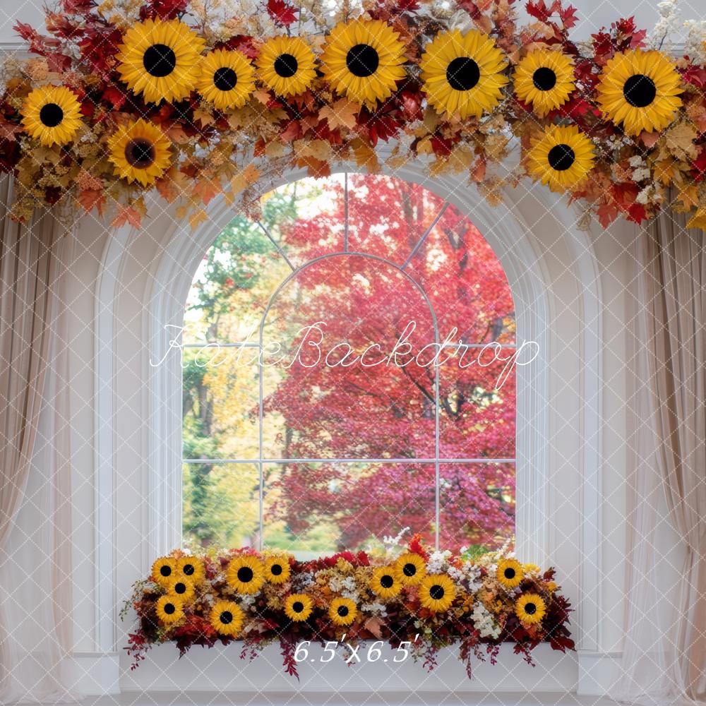 Kate Automne Arche Tournesols Fenêtre Toile de fond conçue par Mini MakeBelieve - Kate Backdrop FR