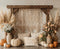 Kate Bohème Citrouilles Fleurs Pampas Toile de fond en Laine conçue par Emetselch