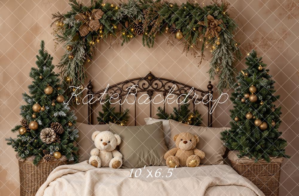 Kate Noël Sapins Ours Tête de Lit Toile de fond en Laine conçue par Emetselch - Kate Backdrop FR