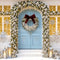 Kate Noël Porte Bleue Couronne Lumière Toile de fond conçue par Mini MakeBelieve - Kate Backdrop FR