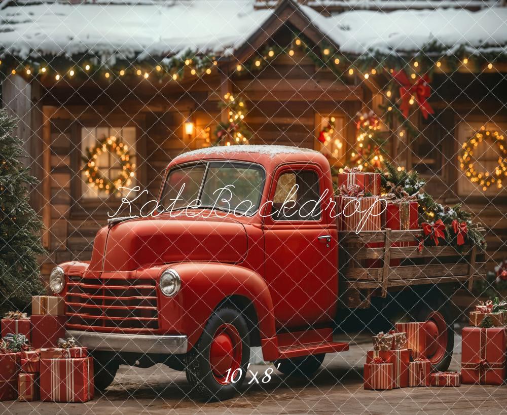 Kate Noël Camion Rouge Cadeaux Toile de fond en Laine conçue par Emetselch - Kate Backdrop FR