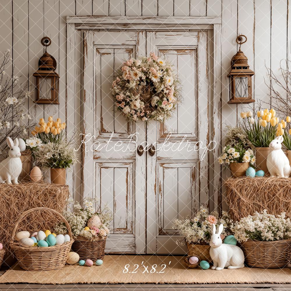 Kate Pâques Lapin Fleurs Œufs Porte Toile de fond conçue par Emetselch - Kate Backdrop FR