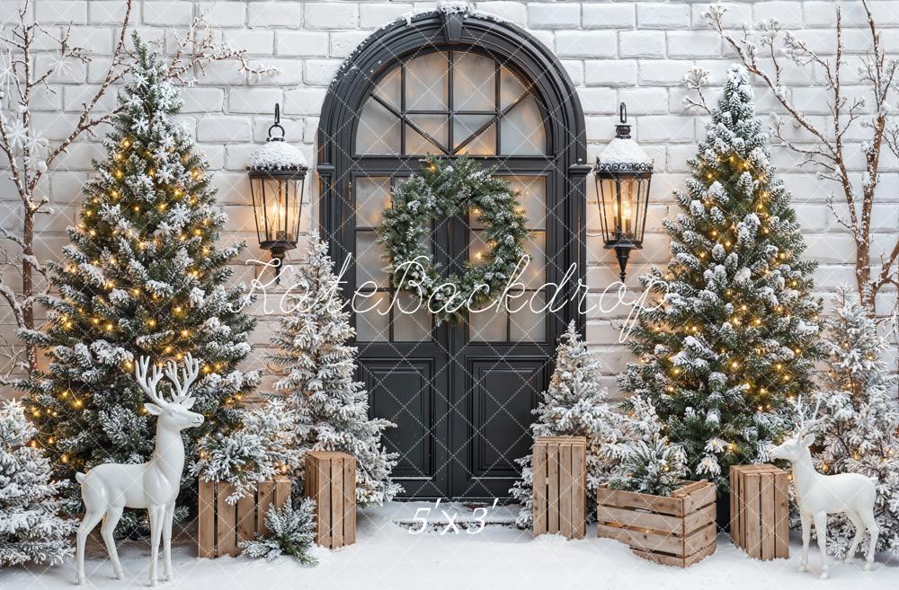Kate Noël Sapins Porte Cerf Neige Toile de fond conçue par Emetselch