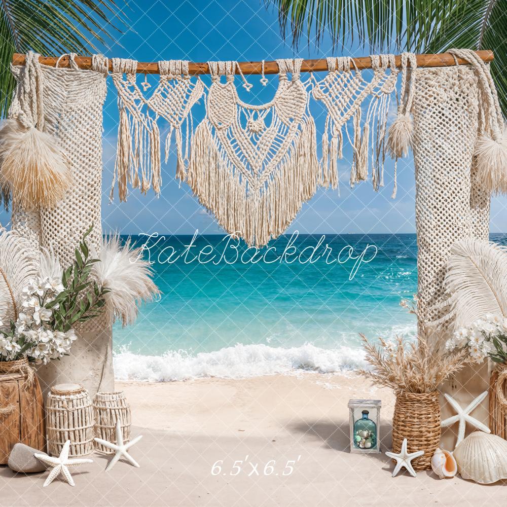 Kate Bohème Été Plage Macramé Mer Toile de fond conçue par Emetselch - Kate Backdrop FR
