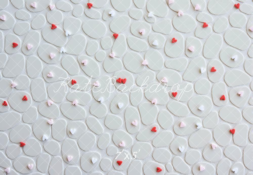 Kate Cœurs Pierre Blanc Rouge Sol Toile de fond conçue par Mini MakeBelieve