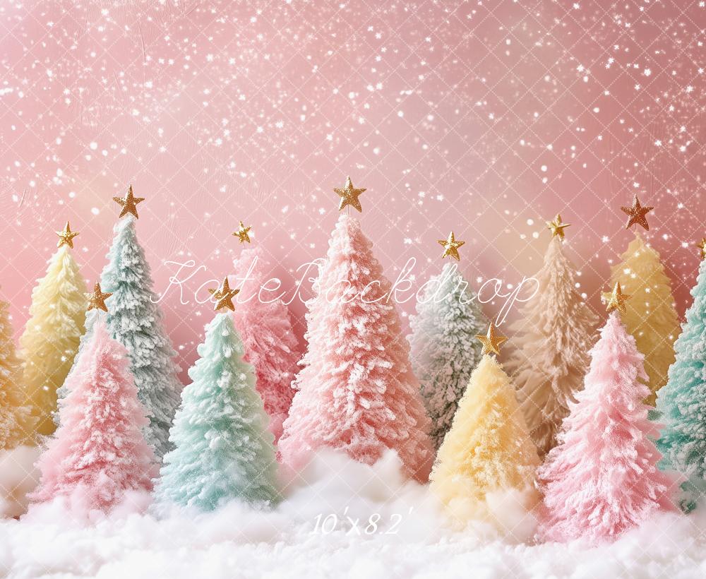 Kate Noël Sapins Pastel Neige Toile de fond conçue par Patty Roberts