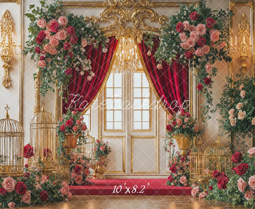 Kate Mariage Fleurs Cage Doré Vintage Toile de fond conçue par Emetselch