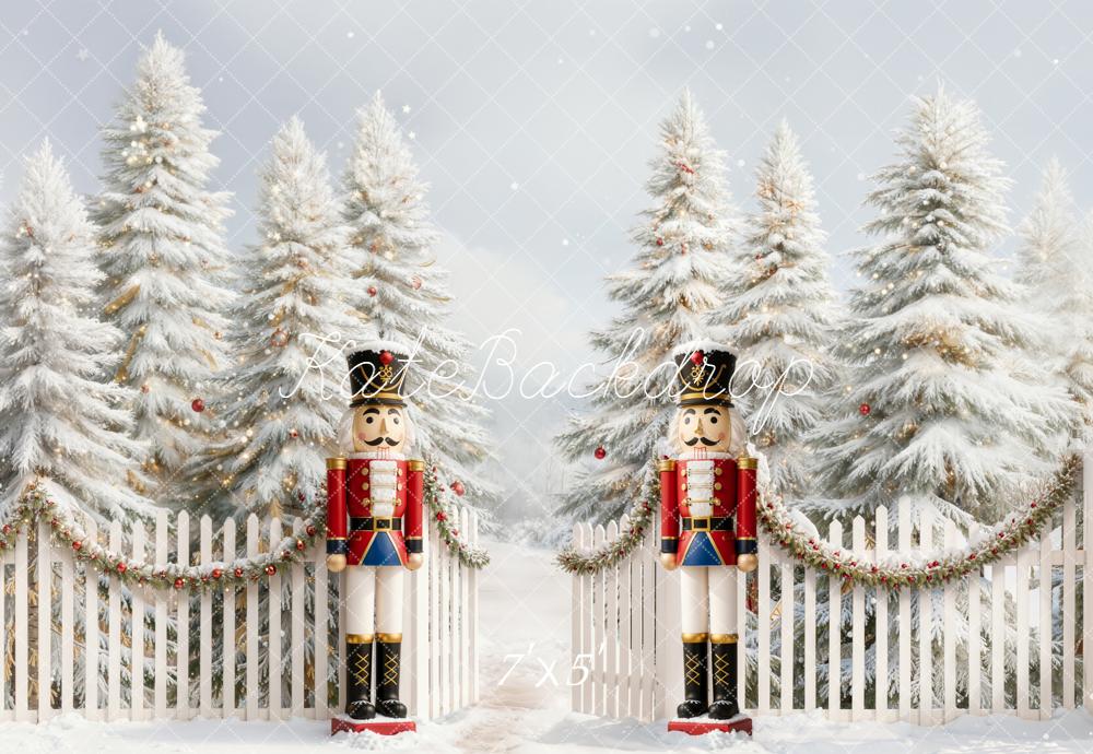 Kate Noël Soldats Casse-Noisette Sapins Neige Toile de fond conçue par Emetselch