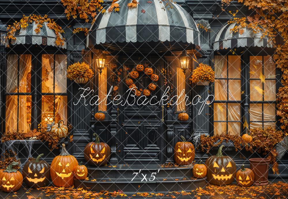 Kate Halloween Citrouilles Façade Automne Toile de fond conçue par Emetselch - Kate Backdrop FR
