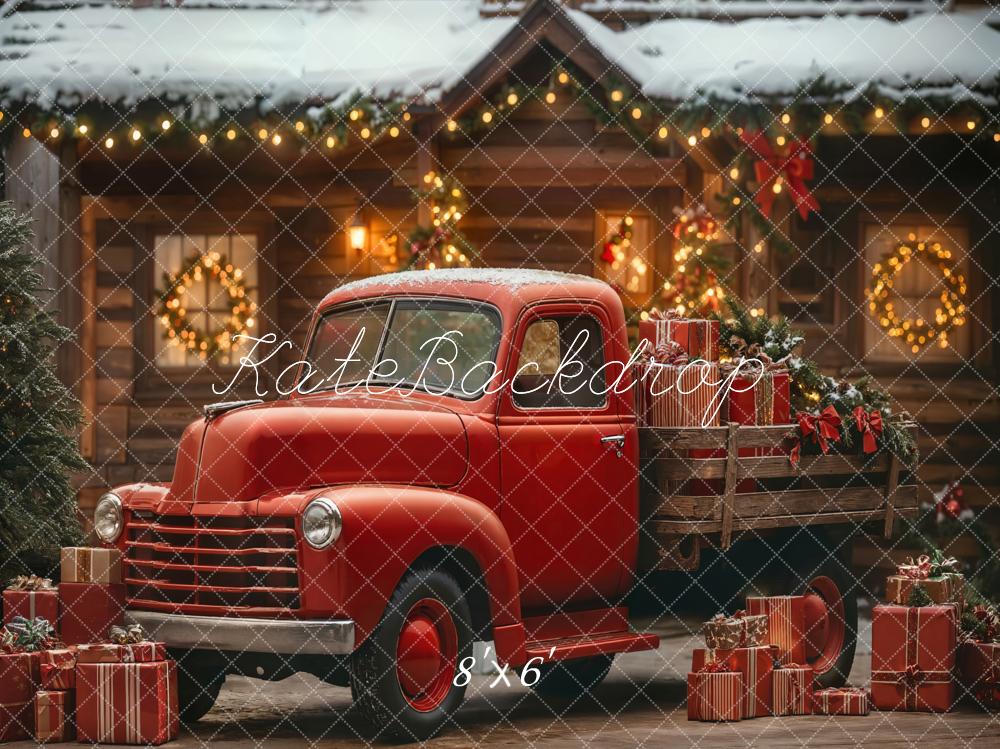 Kate Noël Camion Rouge Cadeaux Toile de fond en Laine conçue par Emetselch - Kate Backdrop FR