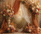 Kate Mariage Fleurs Orange Beige Toile de fond en Laine conçue par Emetselch