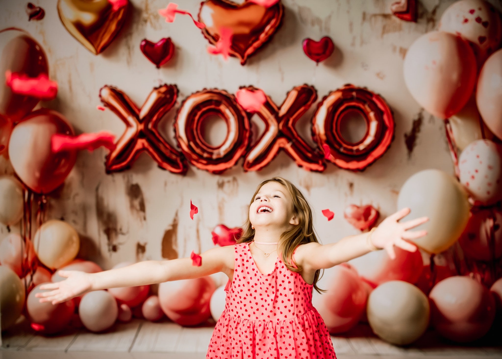 Kate Saint-Valentin XOXO Ballons Rouge Toile de fond conçue par Patty Roberts