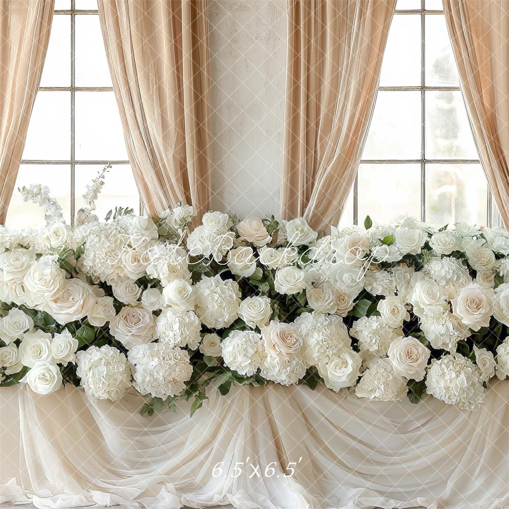 Kate Mariage Fleurs Blanches Fenêtre Toile de fond conçue par Mini MakeBelieve - Kate Backdrop FR