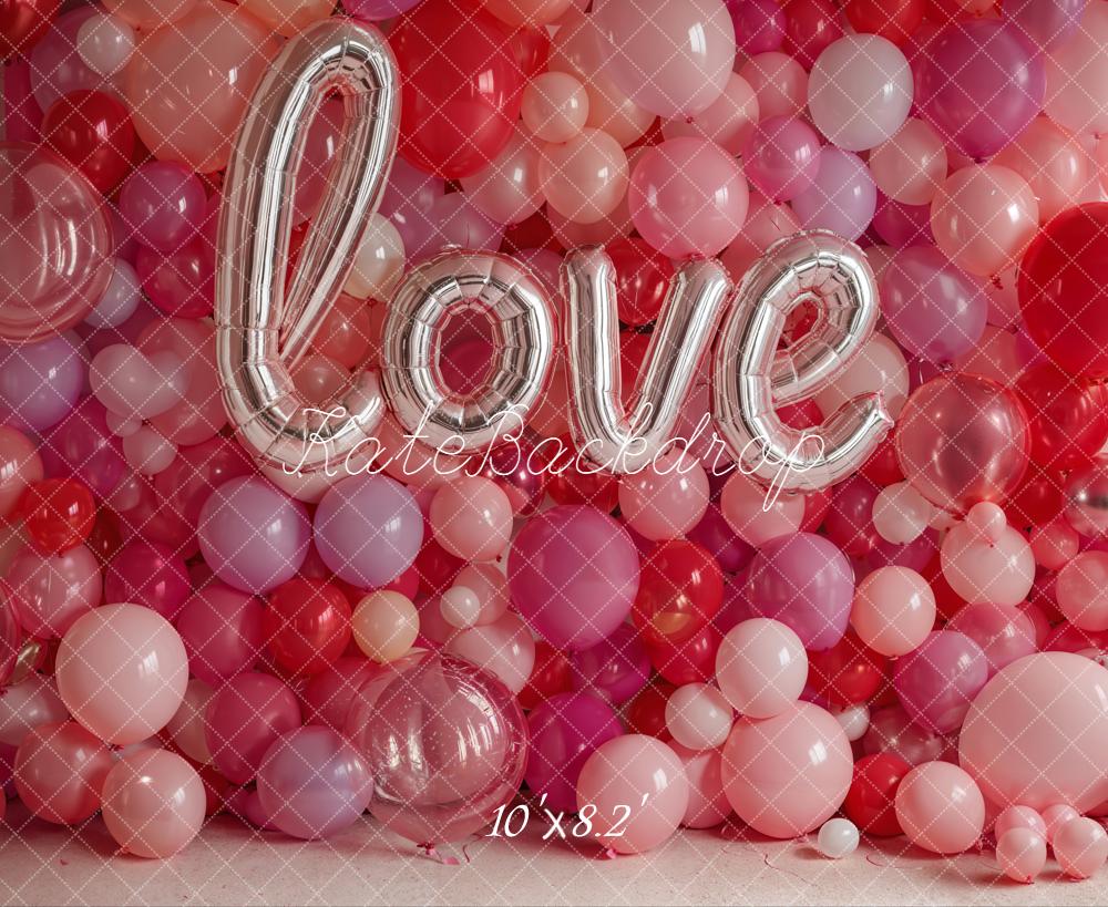 Kate Saint Valentin Ballons Love Rose Toile de fond en Laine conçue par Emetselch