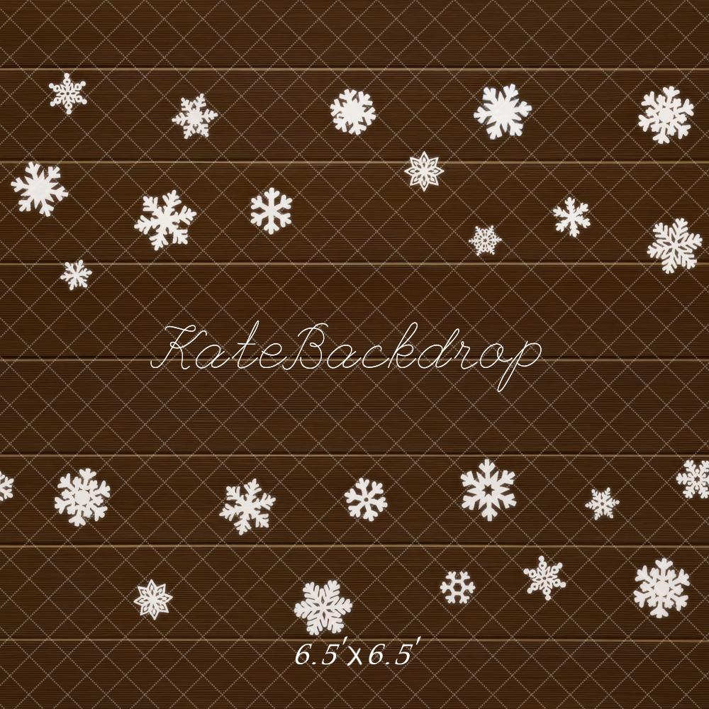 Kate Hiver Flocons Bois Marron Sol Toile de fond conçue par Mini MakeBelieve