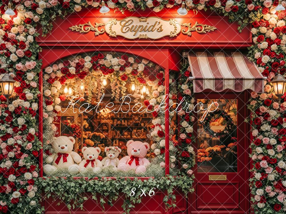 Kate Saint Valentin Boutique Ours Peluche Fleurs Toile de fond conçue par Patty Roberts