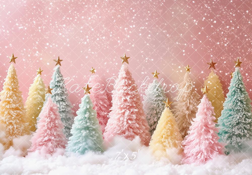 Kate Noël Sapins Pastel Neige Toile de fond conçue par Patty Roberts