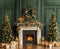 Kate Noël Cheminée Sapins Cadeaux Toile de fond en Laine conçue par Emetselch - Kate Backdrop FR