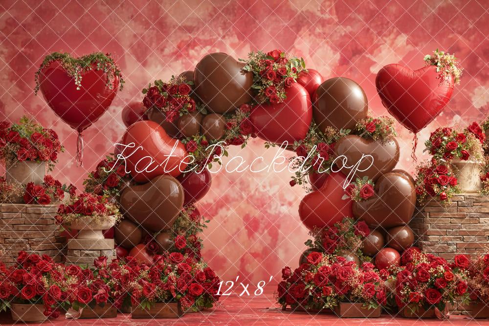 Kate La Saint Valentin Ballons Arche Fleurs Toile de fond conçue par Emetselch