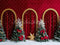 Kate Noël Arches Sapins Rouge Toile de fond conçue par Patty Roberts - Kate Backdrop FR
