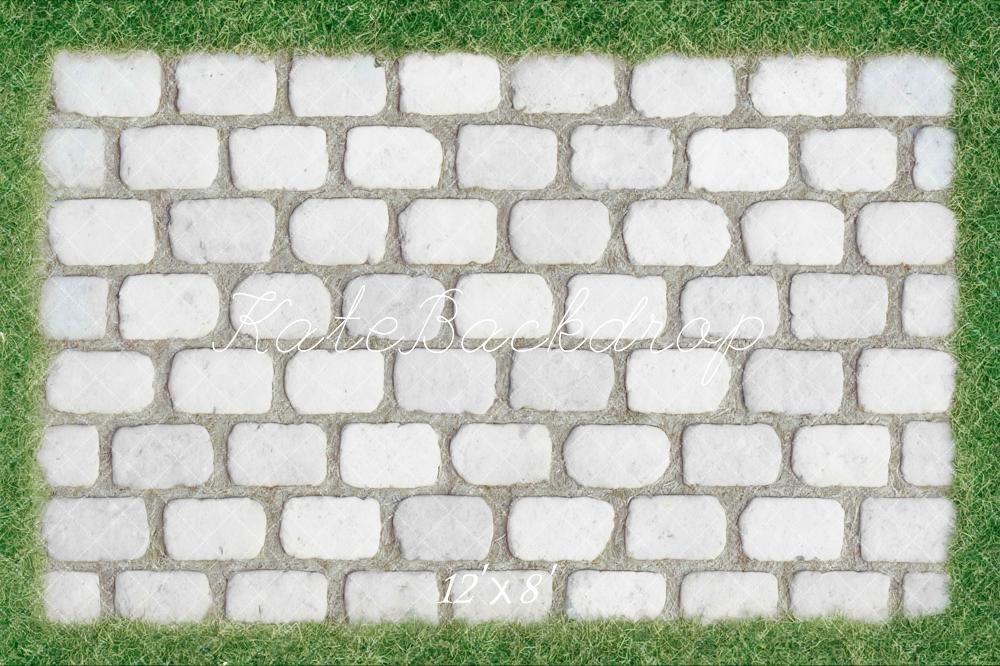 Kate Pierre Pavée Herbe Verte Sol Toile de fond conçue par Mini MakeBelieve