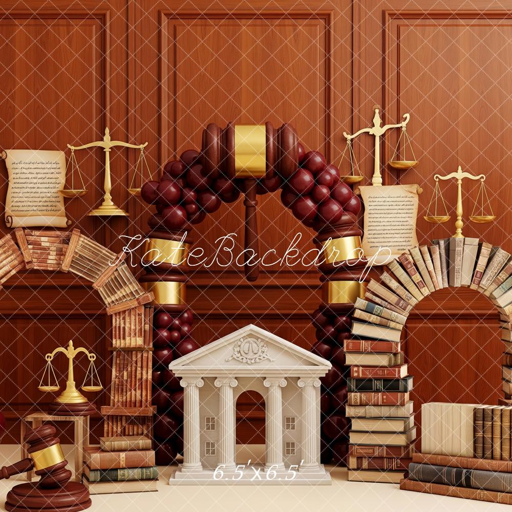 Kate Droit Tribunaux Livres Ballons Toile de fond conçue par Patty Roberts - Kate Backdrop FR