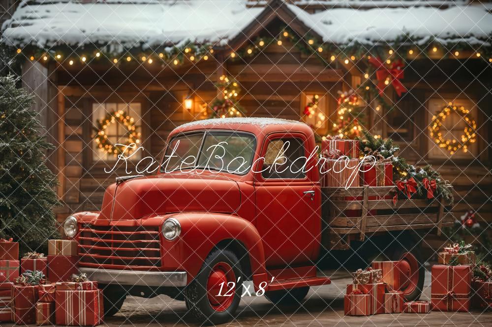 Kate Noël Camion Rouge Cadeaux Toile de fond en Laine conçue par Emetselch - Kate Backdrop FR