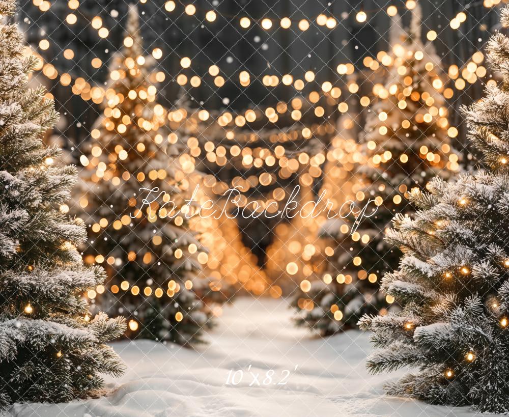 Kate Sapins de Noël Neige Lumières Toile de fond conçue par Emetselch - Kate Backdrop FR