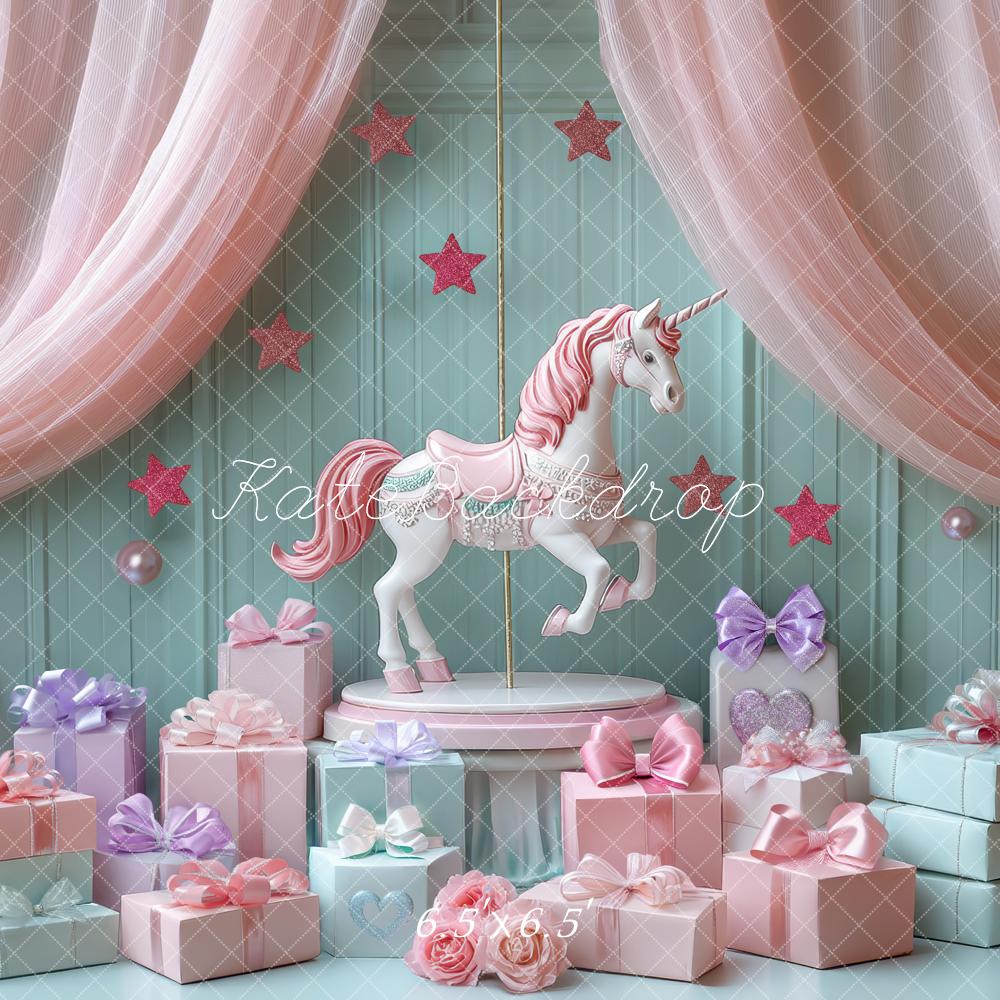 Kate Licorne Manège Cadeaux Rideaux Toile de fond conçue par Mini MakeBelieve - Kate Backdrop FR