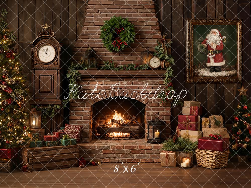 Kate Noël Cheminée Briques Cadre Cadeaux Toile de fond conçue par Emetselch - Kate Backdrop FR