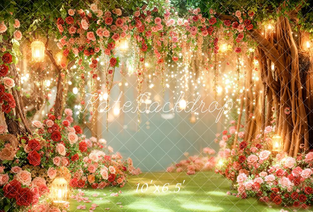 Kate Saint Valentin Fleurs Lumière Toile de fond en Laine conçue par Emetselch