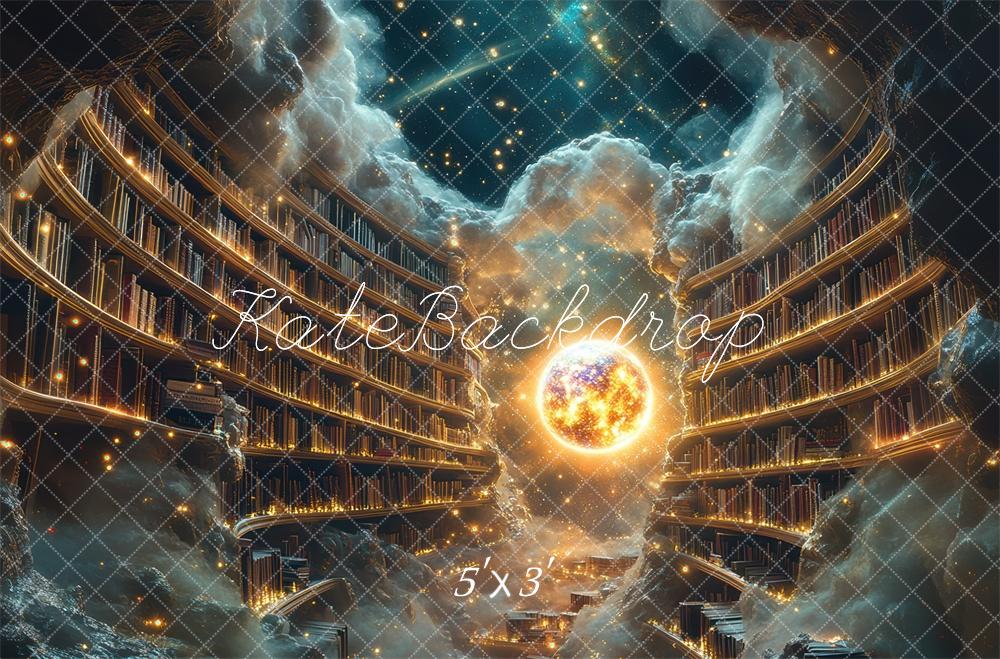 Kate Bibliothèque Magique Nuages Étoiles Toile de fond conçue par Mini MakeBelieve - Kate Backdrop FR