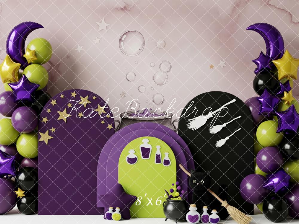 Kate Halloween Sorcellerie Ballons Chat Toile de fond conçue par Patty Roberts