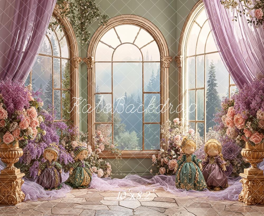 Kate Fenêtre Fleur Poupées Violet Toile de fond conçue par Emetselch