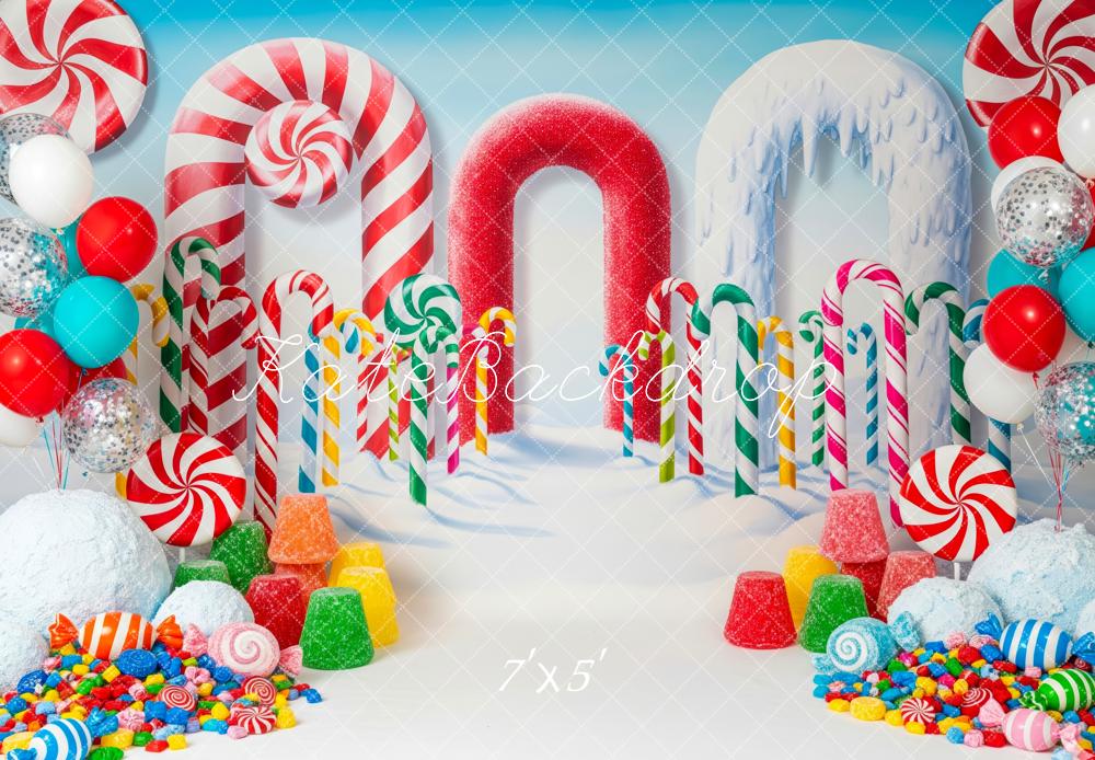 Kate Bonbon Canne Sucre Neige Coloré Toile de fond conçue par Patty Roberts