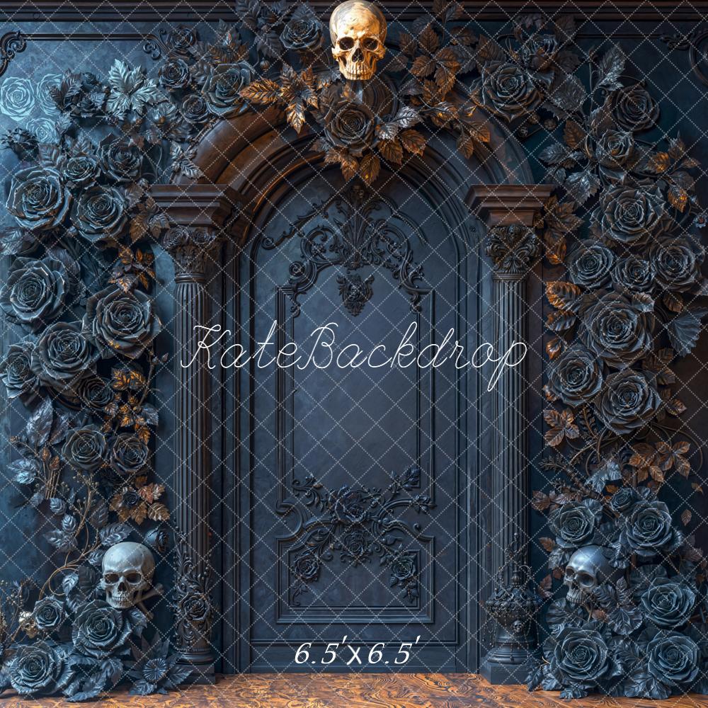 Kate Halloween Arche Crâne Roses Gothique Toile de fond conçue par Emetselch