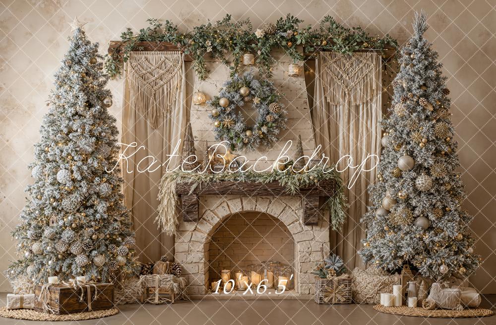 Kate Noël Cheminée Sapins Décor Toile de fond en Laine conçue par Emetselch - Kate Backdrop FR