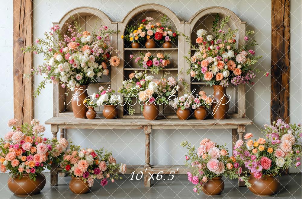 Kate Fleurs Étagère Vases Toile de fond conçue par Mini MakeBelieve