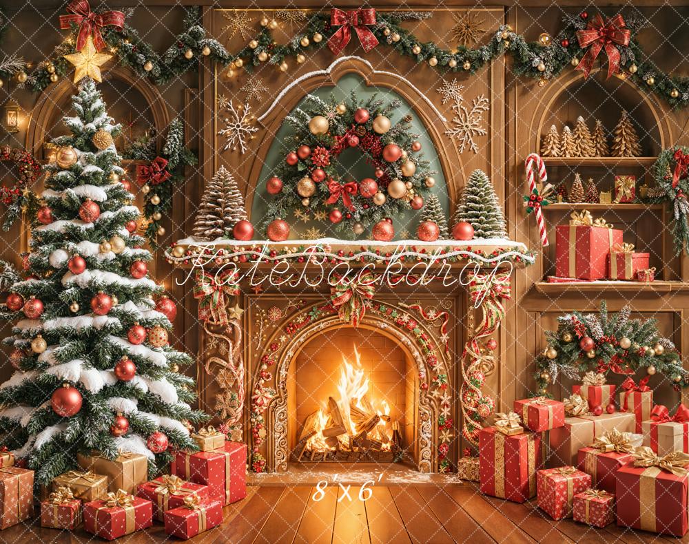 Kate Noël Sapin Cheminée Cadeaux Toile de fond en Laine conçue par Emetselch