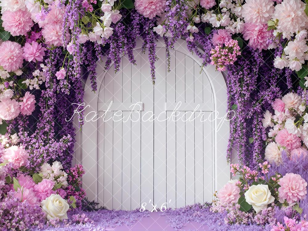 Kate Arche Florale Fleurs Roses Violet Toile de fond conçue par Mini MakeBelieve