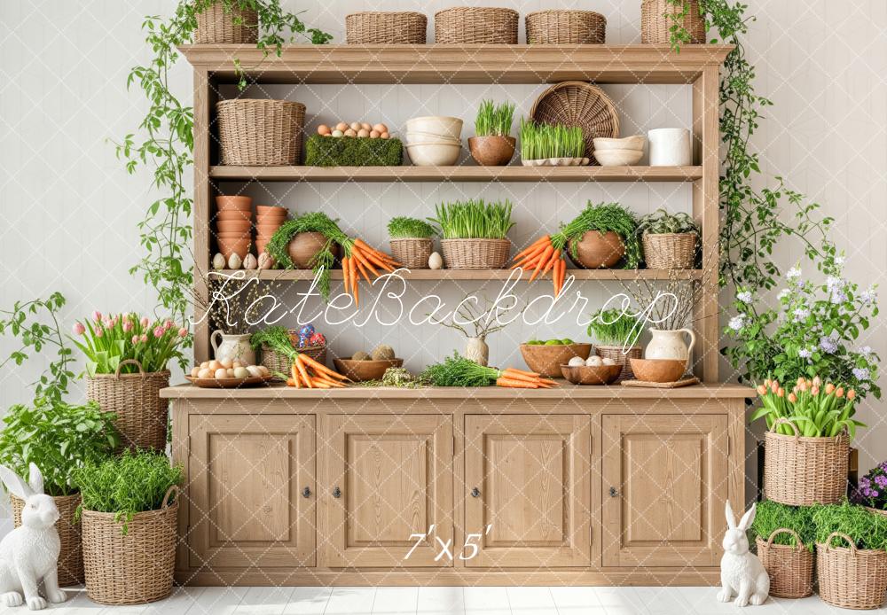 Kate Printemps Lapin Légumes Paniers Toile de fond conçue par Patty Roberts